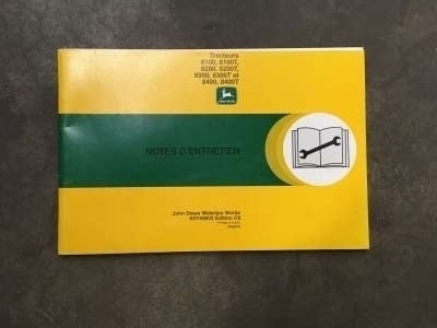 Notes d'entretien John Deere 8100/8100T/8200/8200T/8300/8300T/8400/8400T